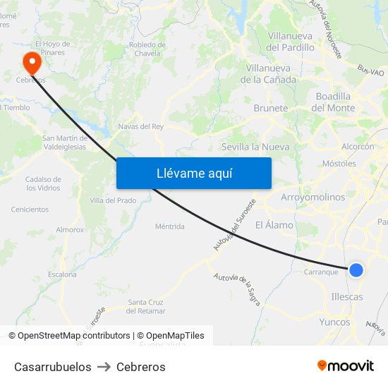 Casarrubuelos to Cebreros map