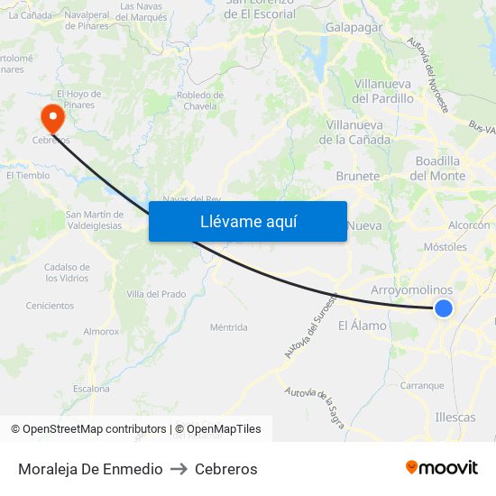 Moraleja De Enmedio to Cebreros map