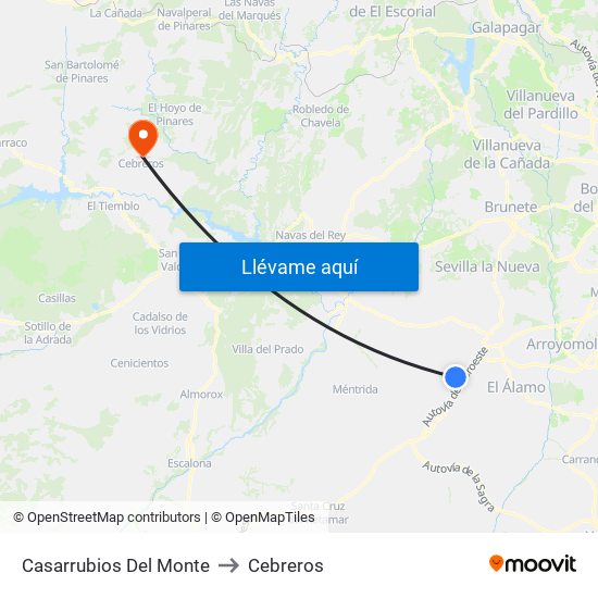 Casarrubios Del Monte to Cebreros map