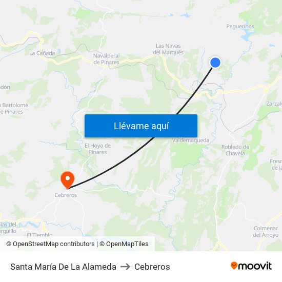Santa María De La Alameda to Cebreros map