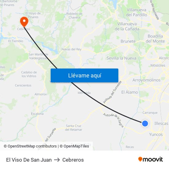 El Viso De San Juan to Cebreros map