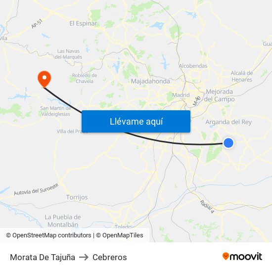 Morata De Tajuña to Cebreros map