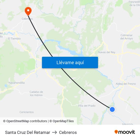 Santa Cruz Del Retamar to Cebreros map