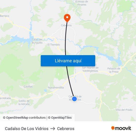 Cadalso De Los Vidrios to Cebreros map