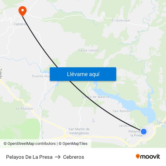 Pelayos De La Presa to Cebreros map