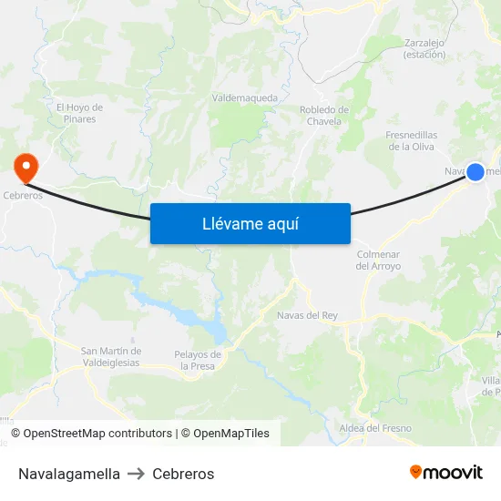 Navalagamella to Cebreros map