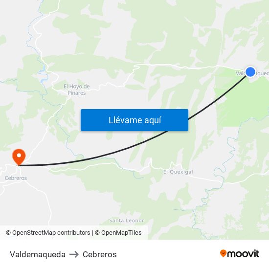 Valdemaqueda to Cebreros map