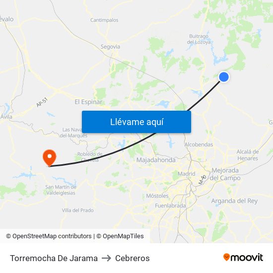 Torremocha De Jarama to Cebreros map