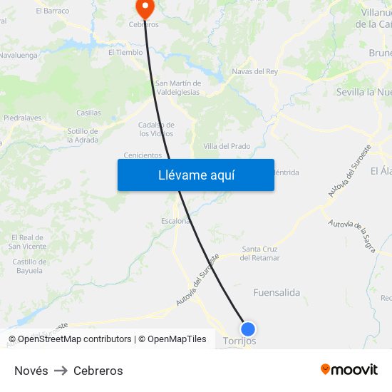 Novés to Cebreros map