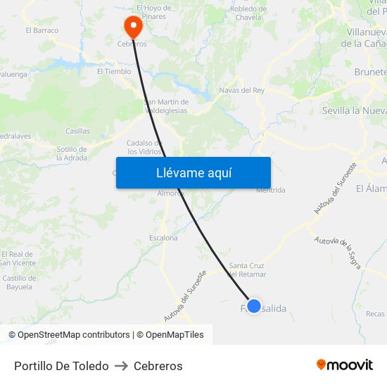 Portillo De Toledo to Cebreros map