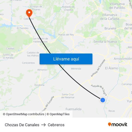 Chozas De Canales to Cebreros map