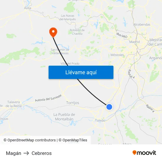 Magán to Cebreros map