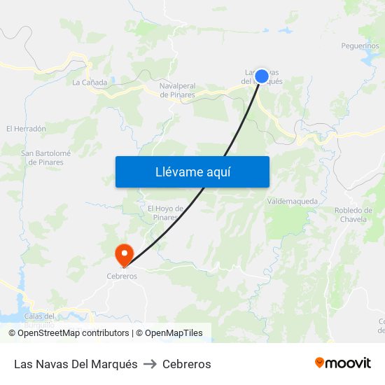 Las Navas Del Marqués to Cebreros map