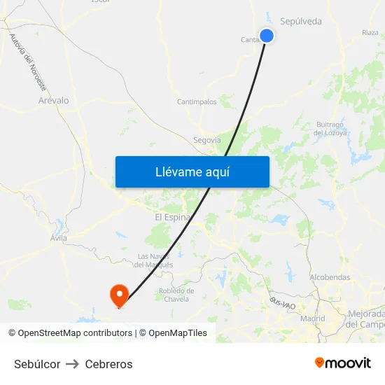 Sebúlcor to Cebreros map