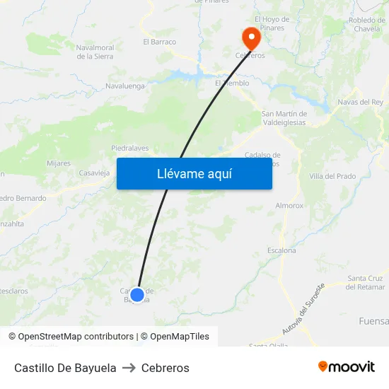 Castillo De Bayuela to Cebreros map
