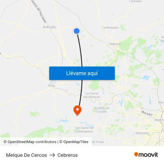 Melque De Cercos to Cebreros map