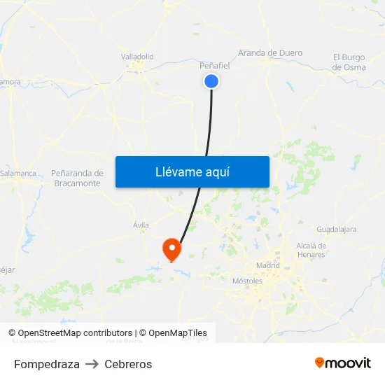 Fompedraza to Cebreros map
