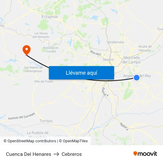 Cuenca Del Henares to Cebreros map