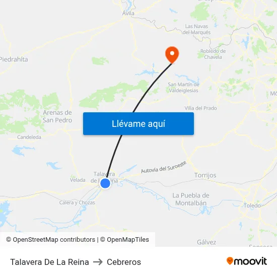 Talavera De La Reina to Cebreros map