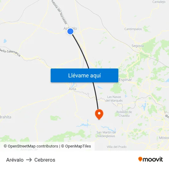 Arévalo to Cebreros map