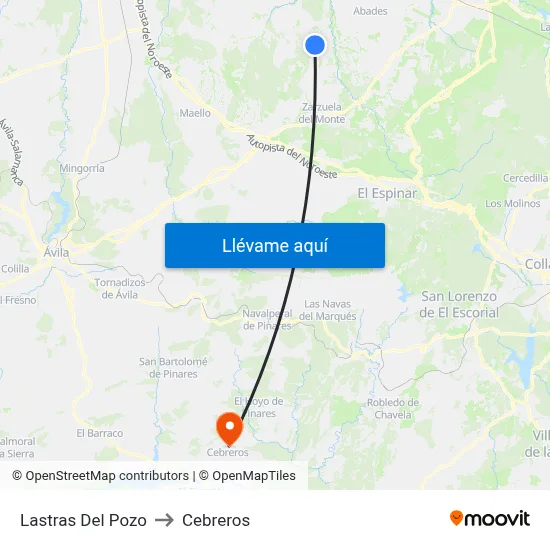 Lastras Del Pozo to Cebreros map