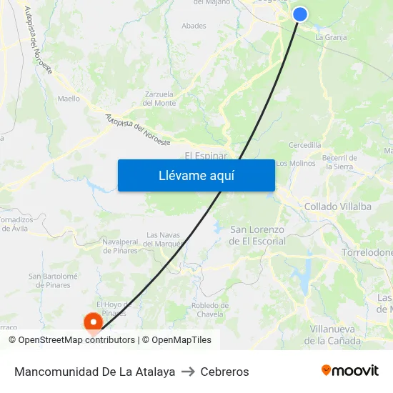 Mancomunidad De La Atalaya to Cebreros map