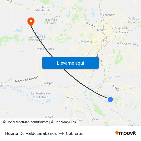Huerta De Valdecarábanos to Cebreros map