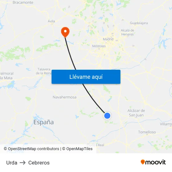 Urda to Cebreros map