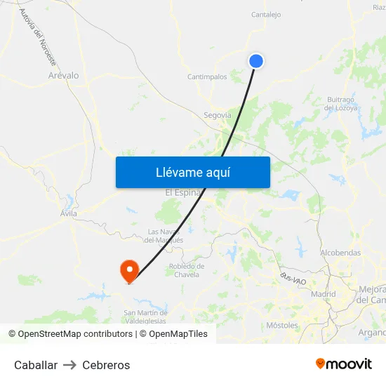 Caballar to Cebreros map
