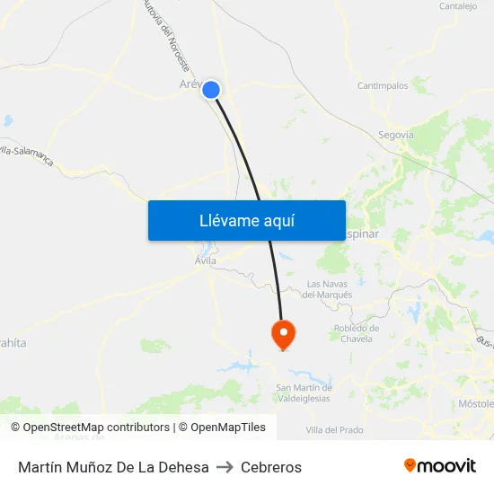 Martín Muñoz De La Dehesa to Cebreros map