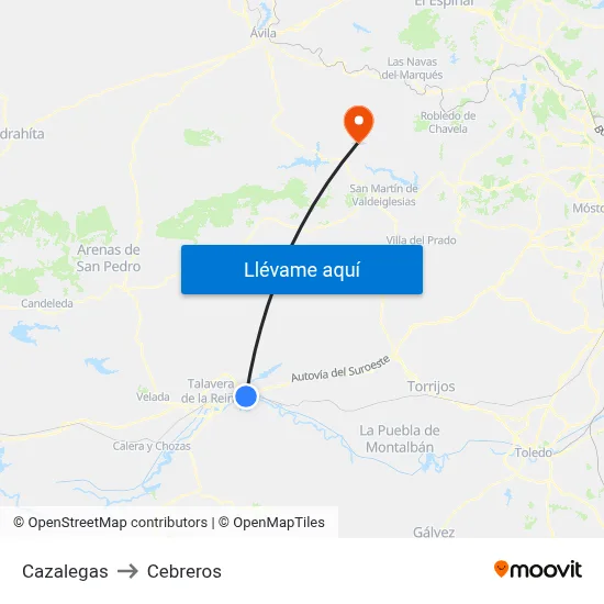 Cazalegas to Cebreros map