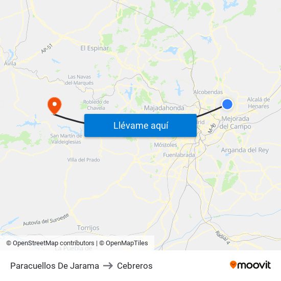 Paracuellos De Jarama to Cebreros map