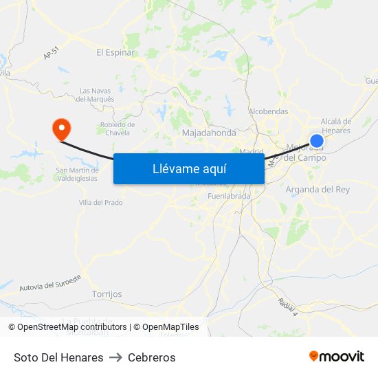 Soto Del Henares to Cebreros map