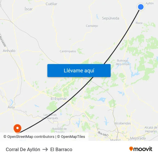 Corral De Ayllón to El Barraco map