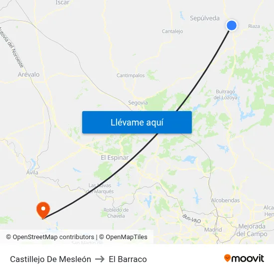 Castillejo De Mesleón to El Barraco map