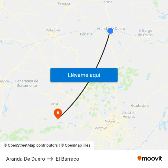 Aranda De Duero to El Barraco map