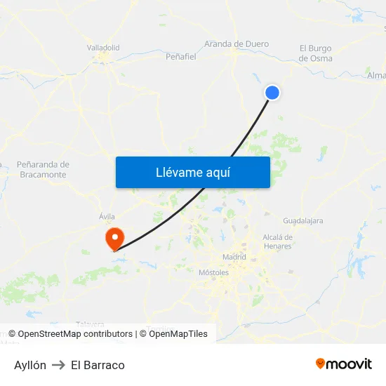 Ayllón to El Barraco map