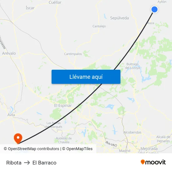Ribota to El Barraco map