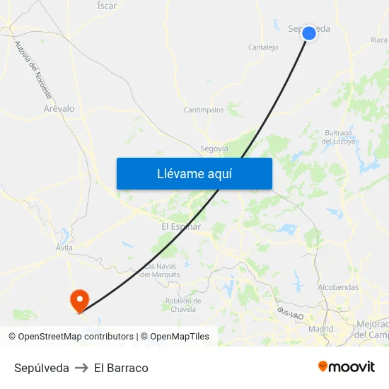 Sepúlveda to El Barraco map