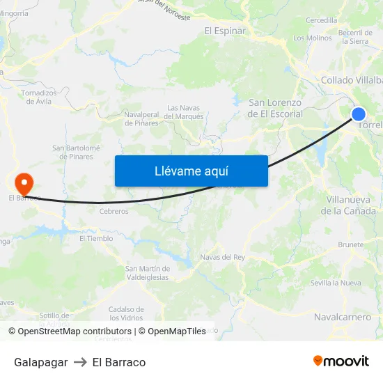 Galapagar to El Barraco map