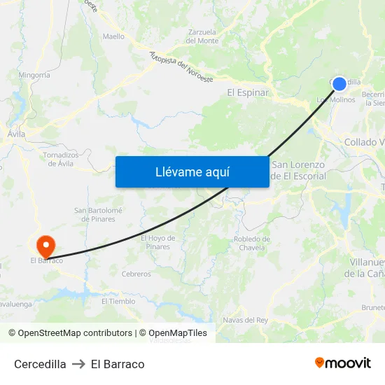 Cercedilla to El Barraco map