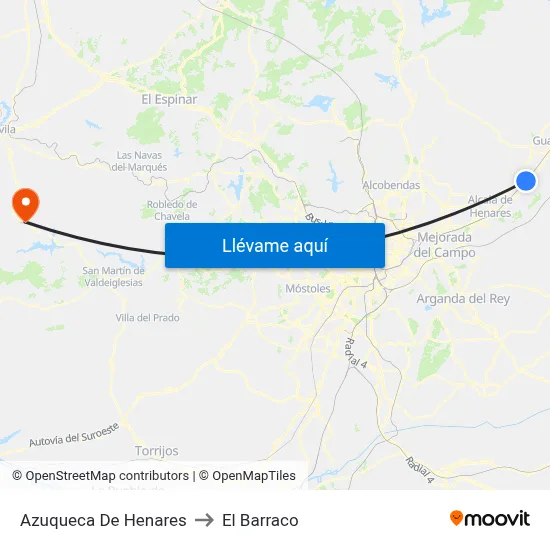Azuqueca De Henares to El Barraco map
