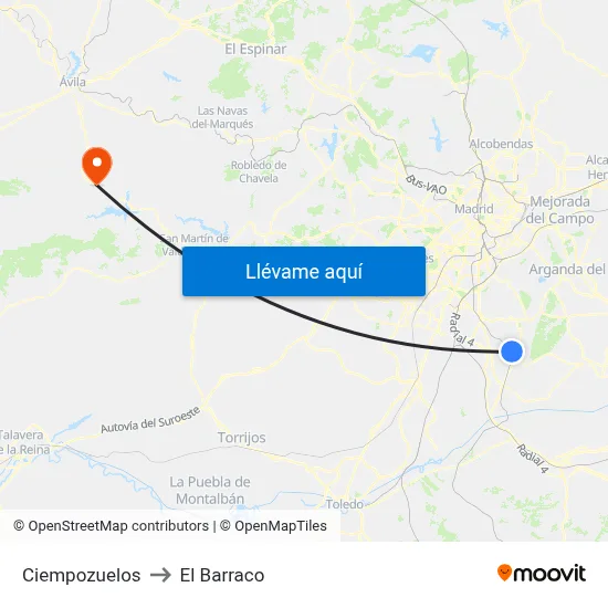 Ciempozuelos to El Barraco map
