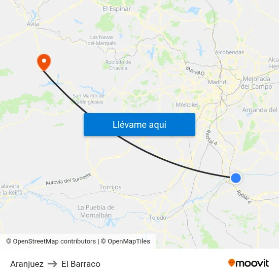 Aranjuez to El Barraco map