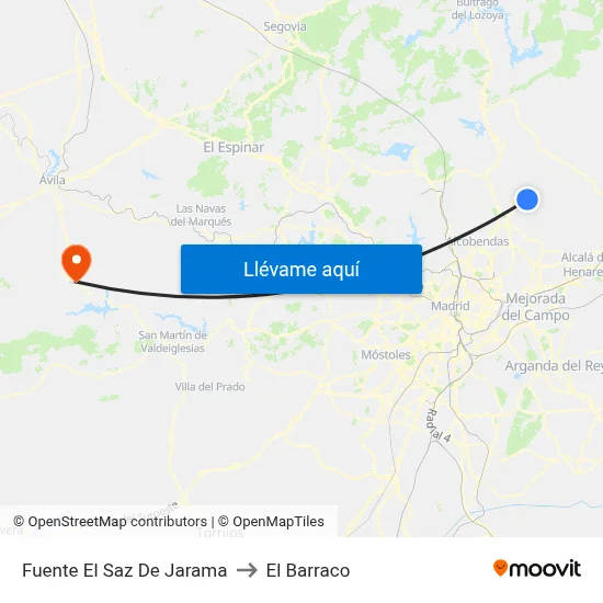 Fuente El Saz De Jarama to El Barraco map