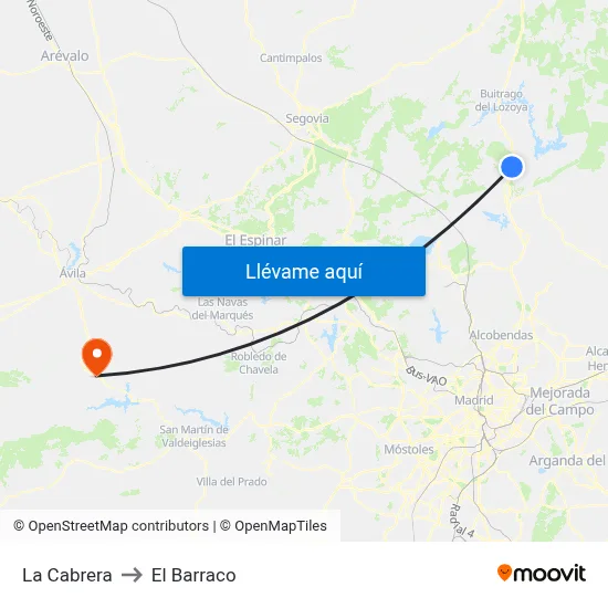 La Cabrera to El Barraco map