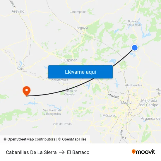 Cabanillas De La Sierra to El Barraco map
