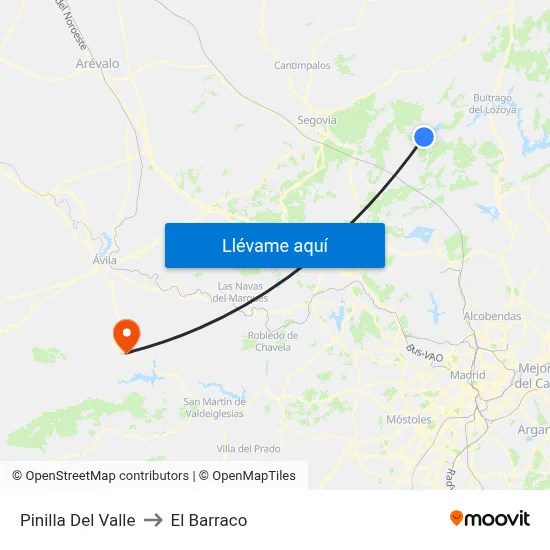 Pinilla Del Valle to El Barraco map