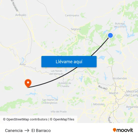 Canencia to El Barraco map