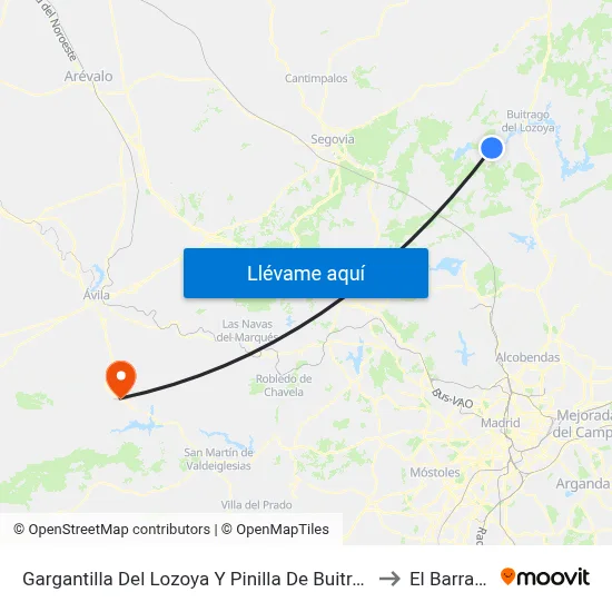 Gargantilla Del Lozoya Y Pinilla De Buitrago to El Barraco map